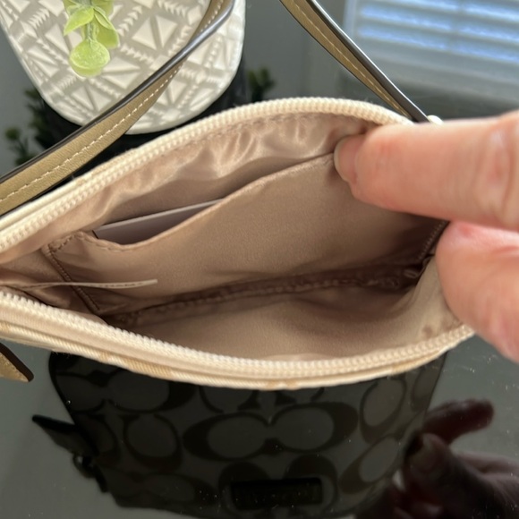 Coach Tan/Gold Signature Wristlet - Picture 4 of 11